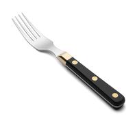 Arcos Tenedor carne y Hoja Acero Inoxidable Nitrum 200 mm. Mango ergonómico polioximetileno POM. Serie Mesa. Los bordes serrados los hacen perfectos cortar y picar. Color negro y dorado.