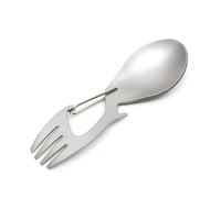 Tenedor de acero inoxidable, cuchara de titanio con abrebotellas de latas, multiherramienta para camping, viajes, cubiertos plateados, cubiertos de camping 3 en 1
