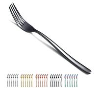 Tenedor de cena de 6 piezas, tenedores de mesa de acero inoxidable Kyraton de 7.9 pulgadas, juego de cubiertos, juego de cubiertos, apto para lavavajillas. (Negro)