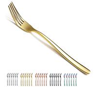 Tenedor de cena de 6 piezas, tenedores de mesa de acero inoxidable Kyraton de 7.9 pulgadas, juego de cubiertos, juego de cubiertos, apto para lavavajillas. (Oro)