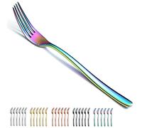 Tenedor de cena de 6 piezas, tenedores de mesa de acero inoxidable Kyraton de 7.9 pulgadas, juego de cubiertos, juego de cubiertos, apto para lavavajillas. (arcoíris)