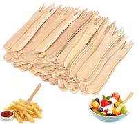 Tenedor de Mesa, 300 Piezas Tenedores para Patatas Fritas 85mm, Tenedor de Fruta, Pequeños Tenedores Madera, Cuchillo Madera, Tenedor Patatas Fritas, para fiestas, postres, fiestas, camping y bodas