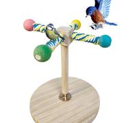 Tenedor de pie de madera para pájaros, palo de madera, poste de molienda de pájaros, rama de enriquecimiento para macaw, tortolitos, parakeets, 7,87 x 8,66 x 9,45 pulgadas, entrenamiento de mascotas