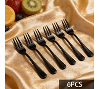Tenedor de postre minimalista negro de acero inoxidable | Juego de 6/12 tenedores de de 5.4 pulgadas | Tenedor de para viajes y fiestas