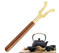 Tenedor de tapa para : herramienta con mango de madera con aislamiento térmico, elevador de hierro fundido, accesorio de té con mango | Ayuda tradicional para preparar la ceremonia del té