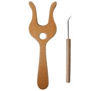 Tenedor de tejer de madera - Gancho de telar de tenedor de tejer de 7,48x2,32x0,39 pulgadas en madera | Cordón de metal preciso para tejr a principiantes, bufandas con cordón