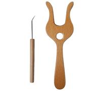 Tenedor de tejer - Tenedor de tejer de madera | Kit de tejer de ganchillo | Forrk de tejido de madera con gancho de telar | Horquillas de punto de ganchillo de cordón preciso | Herramientas de