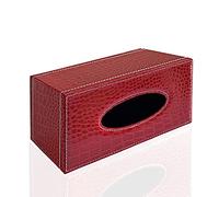 Tenedor Elegante de la Caja del Tejido del Cuero de la PU, servilletero Rectangular Moderno Que Bombea el dispensador de Paperchase (Red Crocodile Pattern)