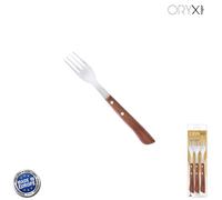 Tenedor montana chuletero acero inoxidable 9 cm. mango madera (blister
