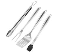 Tenedor Multifunción para Parrilla de Acero Inoxidable, Plata | Juego Portátil Reutilizable y Resistente, Incluye Pinzas, Espátula, Cepillo de Aceite y Pala