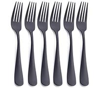 Tenedor Negro Mate, GoGeiLi Acero Inoxidable Acabado Satinado 20.3cm Cubiertos Juego de Tenedores, Servicio para 6, Apto para Lavavajillas