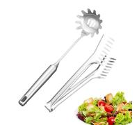 Tenedor para espaguetis, pala para espaguetis y pinzas, utensilios de servir de acero inoxidable con mango cómodo, pala para cocinar espaguetis