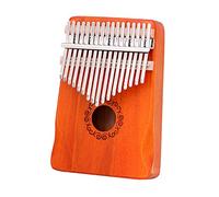 tenedor portátil de los dedos, piano de acero inox Piano de pulgar de 17 teclas con instrucciones de estudio y martillo de afinación, piano de dedo Mbira de madera de caoba maciza for niños y adultos