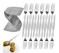 Tenedores de Aperitivo - 12 Piezas de Utensilios de Acero Inoxidable,Tenedor de Ensalada con Estante de Almacenamiento,Para Cocina Restaurante Hogar Fiestas Bodas Cenas