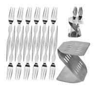 Tenedores de Aperitivo - 12 Piezas de Utensilios de Acero Inoxidable,Tenedores Pequeños de Aperitivo con Soporte de Almacenamiento - Para Cocina Restaurante Hogar Fiestas Bodas Cenas