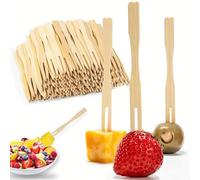 Tenedores de Bambú,400 Pcs Tenedores de Aperitivo de Bambú Mini Tenedor de Postre Desechables para Fiestas Cumpleaños Camping Pícnic