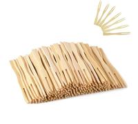 Tenedores de Bambú para Frutas,400 pcs Mini Dos Puntas para Aperitivos y Postres,Tenedores de Madera para Fiestas Tablas de Quesos, Cócteles y Canapés