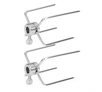 Tenedores de carne para asador de barbacoa, 2 piezas, acero inoxidable con diseño de 4 puntas y tornillo de bloqueo para compatibilidad con varilla de brocheta