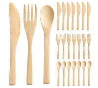 Tenedores De Madera Cucharas Juego De Cubiertos De Bambú Sin Pintar Ni Encerar Moldeados En Una Sola Pieza Color Madera Natural 8 Juegos