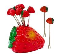 Tenedores para Aperitivos, Pinchos Fruteros Corazón, 10 Piezas Reutilizables Utensilios de Cocina con Soporte para Postres y Ensaladas