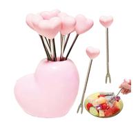 Tenedores para Charcutería - Pinchos Fruteros Corazón | 10 Piezas Reutilizables Utensilios de Cocina con Soporte para Postres y Ensaladas