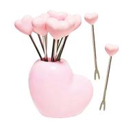Tenedores para Charcutería | Pinchos Fruteros Corazón | Set de Utensilios de Cocina Acero Inoxidable con Soporte, para Charcutería, Postres y Decoración del Hogar