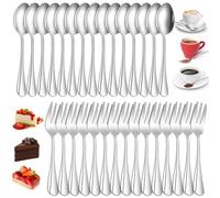 Tenedores Y Cucharas De Acero Inoxidable,30 Piezas Cucharas Y Tenedores,Sopa Tenedor Cuchara,Cubiertos De Acero Inoxidable Para Mesa,Bodas,Fiestas,15 Cucharas+15 Tenedores