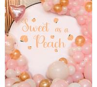 Tenelat Calcomanía de fiesta de baby shower Sweet As A Peach - Decoración de fiesta de primer cumpleaños de niñas, calcomanía de primer cumpleaños para arco de globos, fiesta, telón de fondo