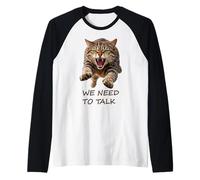 Tenemos Que Hablar Feroz Gato atigrado Humor ironía 2 Formas manía Camiseta Manga Raglan