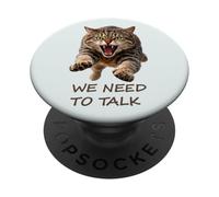 Tenemos Que Hablar Feroz Gato atigrado Humor ironía 2 Formas manía PopSockets PopGrip Adhesivo