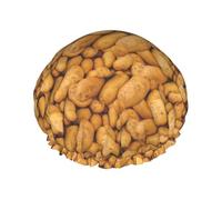 Tener un efecto de pintura de patata,Gorro de ducha, gorro de noche, gorro de baño elástico impermeable de doble capa, reutilizable para el cabello.