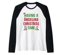 Tener un Nombre de reunión Familiar Angelina Christmas Time Camiseta Manga Raglan