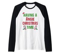 Tener un Nombre de reunión Familiar Angie Christmas Time Camiseta Manga Raglan
