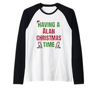 Tener un Nombre de reunión Familiar de Alan Christmas Time Camiseta Manga Raglan