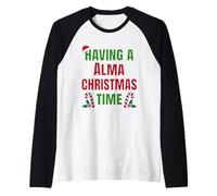 Tener un Nombre de reunión Familiar de Alma Christmas Time Camiseta Manga Raglan