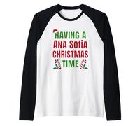 Tener un Nombre de reunión Familiar de Ana Sofia Christmas Time Camiseta Manga Raglan