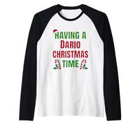 Tener un Nombre de reunión Familiar de Dario Christmas Time Camiseta Manga Raglan