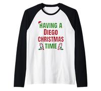Tener un Nombre de reunión Familiar de Diego Christmas Time Camiseta Manga Raglan