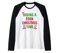 Tener un Nombre de reunión Familiar en Eden Christmas Time Camiseta Manga Raglan