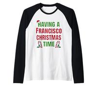Tener un Nombre de reunión Familiar en Francisco Christmas Time Camiseta Manga Raglan