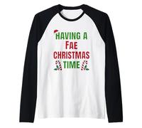 Tener un Nombre de reunión Familiar FAE Christmas Time Camiseta Manga Raglan