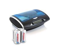 Tenergy Premium - Pilas Recargables Tipo C y Cargador de batería Inteligente T9688 LCD para baterías NIMH/NICD AA/AAA/C/D/9V, 4 Unidades tamaño C de Pilas y Cargador
