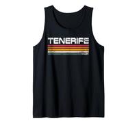 Tenerife España Retro Palmera Atardecer Playa Tropical Camiseta sin Mangas