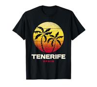 Tenerife Retro Palmera Atardecer Playa Tropical Camiseta