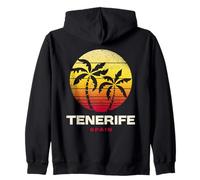 Tenerife Retro Palmera Atardecer Playa Tropical Sudadera con Capucha