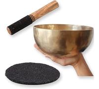 TENET - Cuenco tibetano Chö-pa hecho a mano de cobre, estaño y 8 metales nobles + badajo más base de lana (14,5 cm)