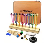 TENFLY Juego de tenedores de afinación de chakras para curación, 7 chakras + 1 horquilla de afinación ponderada para curación de ADN, chakra, terapia de sonido, etc., multicolor (126,22 Hz, 136,1 Hz,
