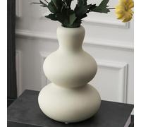 Tenforie Jarrón de cerámica para decoración, jarrón de Flores para decoración del hogar, Sala de Estar, hogar, Oficina, Centro de Mesa, Mesa y Boda (Gris Claro)