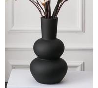 Tenforie Jarrón de cerámica para decoración, jarrón de Flores para decoración del hogar, Sala de Estar, hogar, Oficina, Centro de Mesa, Mesa y Boda, Color Negro
