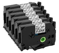 Teng 6X Tze-121 Compatible Cinta 9mm x 8m Reemplazo para Brother PT Tze-131 Negro sobre Transparent Laminado Casete para PT-H75 PT-H101C PT-H105 PT-D400VP PT-P750W PT-1000 PT-1010 PT-1230PC